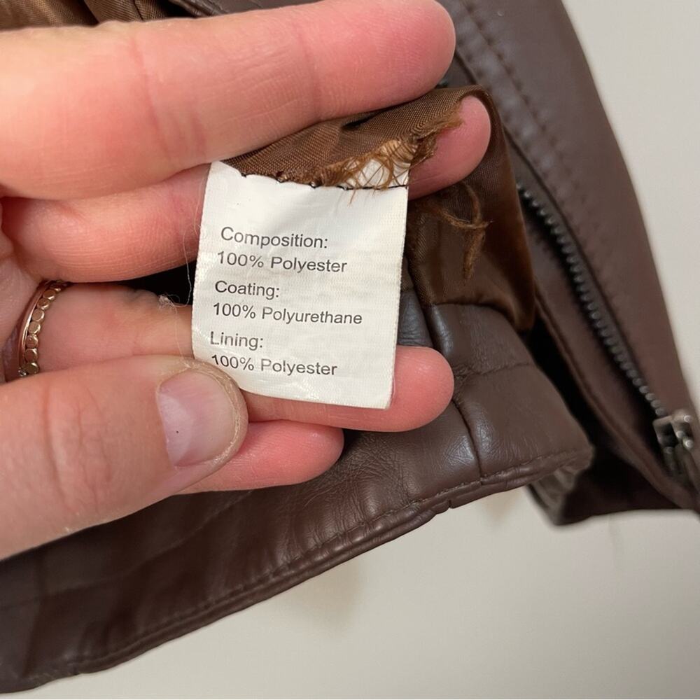 faux leather Moto jacket in brown - Picture 5 of 8